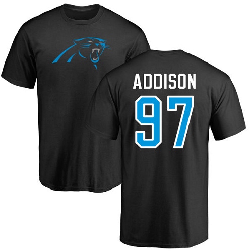 Carolina Panthers Men Black Mario Addison Name and Number Logo NFL Football #97 T Shirt->carolina panthers->NFL Jersey
